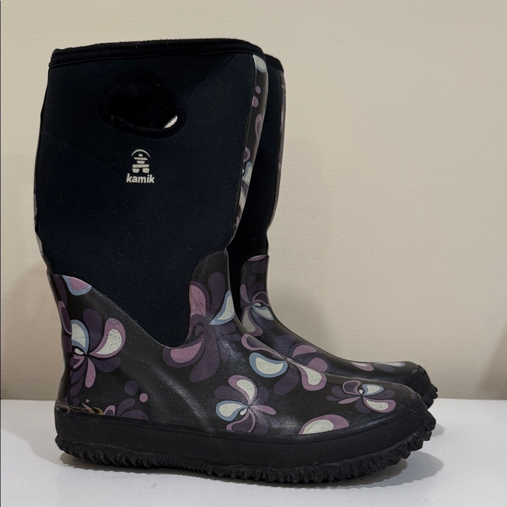 Kamik Women's Black and Purple Patterned Boots ( sz 8)